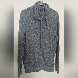 Express Pullover Sweater Adult large Heather Gray Ribbed Knit Cowl neck Mens